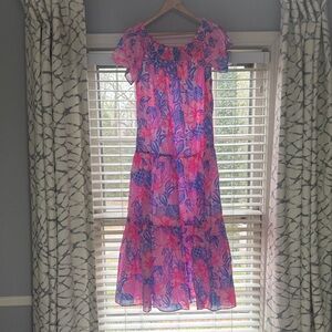 Lily Floral Pink and Blue Women's Dress